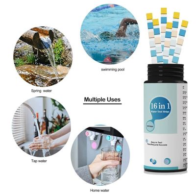 16 in 1 Water Test Kits 100PCS Drinking Water Testing Strips Tap and Well Water Test Strip&amp;ETesting for PH Lead Chlorine Inspection Tools
