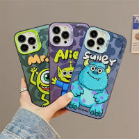 เคส iphone การ์ตูนน่ารักสัตว์ประหลาดผมสีฟ้าเด็กชายสามตาสองชั้นสีเงินแอปเปิ้ล 13/14promax เคสโทรศัพท์มือถือ iPhone11/14