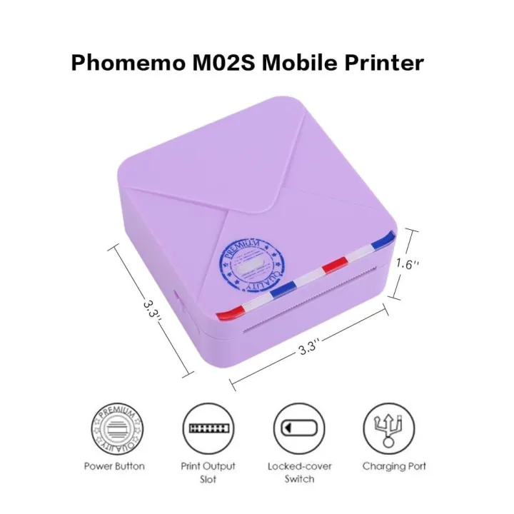 phomemo-เครื่องพิมพ์ฉบับกระเป๋า-m02s-ไร้สายบลูทูธภาพความร้อนและเครื่องพิมพ์ฉลาก304dpi-สำหรับ-iphone-และ-android-โทรศัพท์3สี