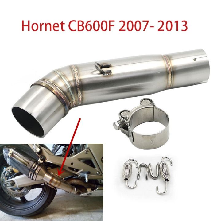 สำหรับฮอนด้า-cb600f-cb-600f-แตน2007-2013แตน600ตัวเก็บเสียงท่อไอเสียท่อเชื่อมกลางหนีออกกลางท่อเชื่อมต่อ