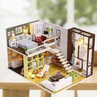 Wood Craft Miniature Dollhouse Kit สไตล์เรียบง่ายบ้านตุ๊กตารุ่นประกอบของเล่น Gift