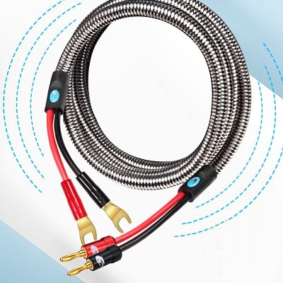 Hifi Speaker Cable with Banana To Spade Y Plug for Home Theater Amplifier Surround Sound System OFC Audio Cable 1M 2M 3M 5M 8M