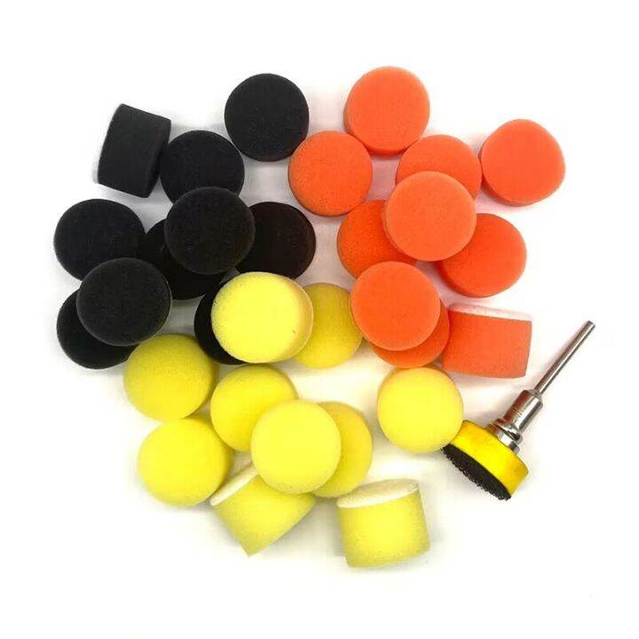 11-pcs-mini-car-foam-drill-polishing-pad-kit-hook-and-loop-1-inch-25mm-detail-sponge-wool-waxing-buffing-pads-with-backer-adhesives-tape