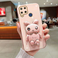 Kanavi เคสโทรศัพท์แฟชั่นสำหรับ Realme C15 C25 C11 C17 C35 C25Y C21Y C33ชุบไฟฟ้าฝาครอบโทรศัพท์มือถือยืนกระต่ายแบบใหม่