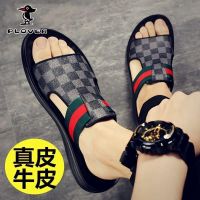 PLOVER slippers men 2023 new summer mens drag sandals and fashion leather beach