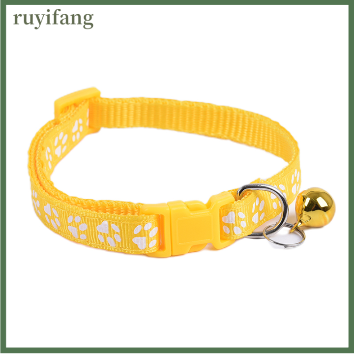 ruyifang-ปลอกคอสุนัขสัตว์เลี้ยงแมวลูกสุนัขปลอกคอไนล่อนพร้อมกระดิ่ง6สี12ชิ้น