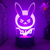 GAME Hero Overwatch OW DVA 3d led lamp for bedroom night lights figure avatar room decor Decoration Valentines day cute gift