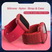 สายนาฬิกาเหมาะสำหรับ Apple Watch,เคสและสายไนลอนซิลิโคนสำหรับ Apple Watch Band Series 7 SE 6 5 4 45มม. 44มม. 41มม. 40มม. สำหรับครอบครัวนาฬิกา3 2 1 42มม. 38มม. สายรัด T500เส้น [สายรัดและเคส]