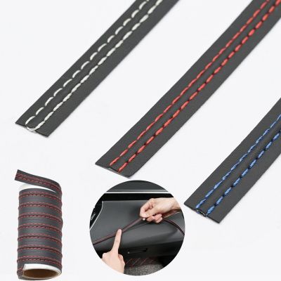Universal Decorative Car Interior DIY Strips PU Leather Woven Trim Strips Car Protection Stickers for Door Dashboard Stickers