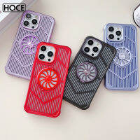 HOCE เคสโทรศัพท์ระบายความร้อนฉากยึดชุบโลหะสำหรับ iPhone 14 13 12 11Pro สูงสุด14 Plus เคสพัดลมระบายความร้อนแบบกลวงระบายอากาศได้ฝาครอบป้องกันสีเมทัลลิก