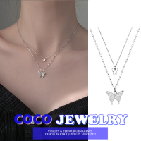 COCOJEWELRY สร้อยคอจี้รูปผีเสื้อคู่แบบเกาหลีเรียบง่ายจี้เด็กผู้หญิงและเครื่องประดับแฟชั่นสำหรับผู้หญิง