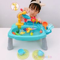 Kids Kitchen Sink Toys Electric Dishwasher Playing Toy With Running Water Pretend Play Food Fishing Toy Role Playing Girls Toys