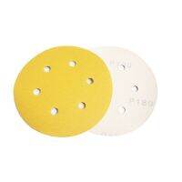 6Inch 6Hole Yellow Flocking Sandpaper Polishing Self-adhesive Polishing Round Wood Putty Air Mill Sandpaper Tray Power Sanders