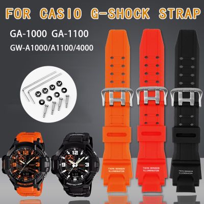 สำหรับนาฬิกา G-SHOCK Casio GA1000/1100 GW-A1000/1100/4000 Tali Jam Tangan Silikon สายนาฬิกาข้อมือยางพร้อมอุปกรณ์เสริมสำหรับสร้อยข้อมือของผู้ชาย