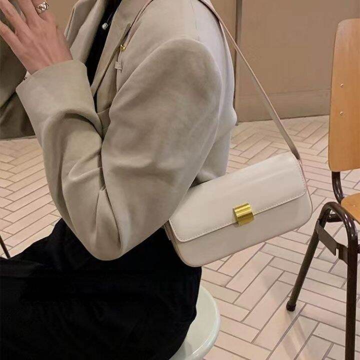 กระเป๋าถือสตรีใหม่กระเป๋ารักแร้2023สีชมพูกระเป๋าสีกระเป๋านักช้อปผู้หญิงสะพายไหล่ขนาดเล็ก