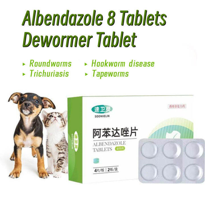 Albendazole 8 Tablets Dewormer Tablet for Dogs and Cats Deworming