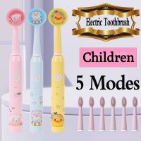 HOKDS Electric Toothbrush Sonic Kids Cute Set Animal Children Oral Care Dental Whitening Clean Replacement Teeth Brushes Heads 3 - 18