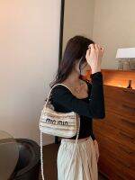 Ready Stock?? Temperament Ladies Shoulder Bag 2023 New Summer Braided Contrasting Letter Chain Bag High-Level Simple Messenger Bag