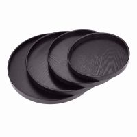 Wood Tea Tray Round Black Coffee Snack Food Meals Serving Tray Kitchen Restaurant Chinese Tea Serving Tray Bamboo Kung Fu Tray