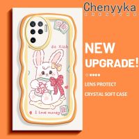 Chenyyka เคสสำหรับ OPPO A94 4G F19 Pro Reno 5F Reno 5 Lite เคสการ์ตูนกระต่ายสีชมพูน่ารักสีสันน่ารักครีม Wave ขอบนุ่มกันกระแทกแบบใสเคสมือถือโปร่งใสลายกล้องถ่ายรูปปลอกง่ายป้องกันซิลิโคนฝาครอบ