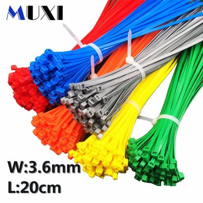 20Pcs/bag 4x200 4x200 3.6mm Width Self-Locking Green Red Blue Yellow Nylon Wire Cable Zip Ties.cable ties