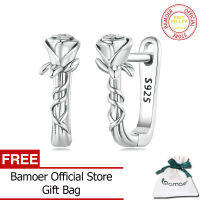 BAMOER 925เงินสเตอร์ลิง Rose U-Shaped Ear Buckles Rose Vine ต่างหูเครื่องประดับที่ละเอียดอ่อนสำหรับผู้หญิงของขวัญ BSE716