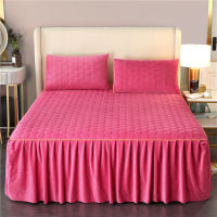 Premium Bedding Crystal Velvet Bed Skirt Sheets Warm Plush Bedspread Breathable Queen King Size Bed Cover for Adults Children