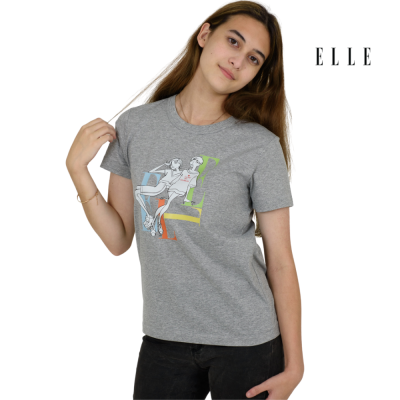 ELLE Boutique เสื้อยืดสตรีคอกลม แขนสั้น สกรีนลาย ELLE LIMITED EDITIONS W3K565