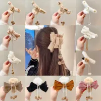 New Korean Hair Clip Sweet Cute Plush Cartoon Shark Clip Tassel Pendant Bow Hairpin For Woman Girls Hair Accessories