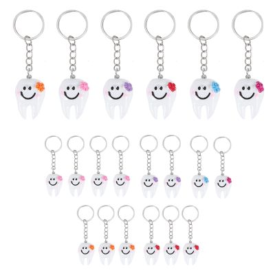 20 pcs Keychain Key Ring Hang Tooth Shape Cute Dental Gift