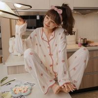 【JH】Pajama Sets Women Print Autumn Chic Tender Vintage Lovely Casual Feminine Hipster Korean Style Student Sleepwear Stylish Cozy