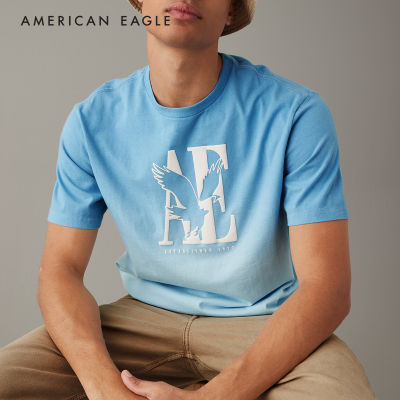 American Eagle Super Soft Dip-Dye Logo Graphic T-Shirt เสื้อยืด ผู้ชาย โลโก้ กราฟฟิค (NMTS 017-3221-400)