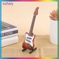 xuhaiy 1/6 dollhouse Miniature wooden Electric Guitar with Stand Model Instrument Toy