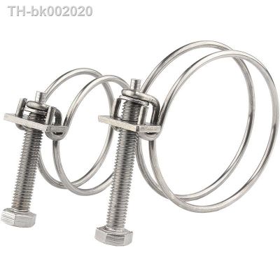☒♗□ 304 Stainless Steel Double Wire Throat Hoop Hose Clamp Adjust Clip Holding Fastening Water Rubber Pipe Clamp Home Decoration