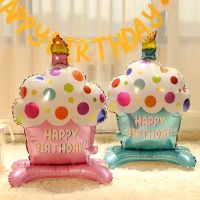 1PC Aluminum Film Balloon Standing Candle Birthday Cake Standing Base Cup Cake Pink Blue Baby Birthday BABYSHOWER Party Decorati Balloons