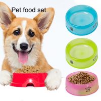 Pet Food Water Feeder Transparent Cartoon Print Dog Water Bowl Round Shape High Capacity Pet Food Bowl Pet Accessories