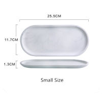 White Marble Ceramics Storage Tray Oval Ellipse Fruit Tray Decorative Plate Jewelry Food Dessert Storage Dish Decoration