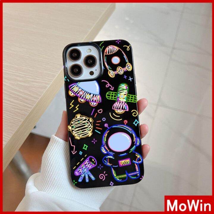 mowin-เข้ากันได้สำหรับ-เคสไอโฟน-เคสไอโฟน11-เคส-iphone-11-สำหรับ-iphone-14-pro-max-เคส-iphone-สีดำเงา-tpu-เคสนิ่มกันกระแทกป้องกันกล้องน่ารักลายเส้นนักบินอวกาศเข้ากันได้กับ-iphone-13-pro-max-12-pro-max-