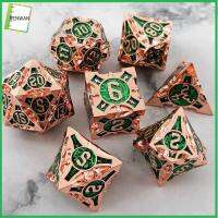 RENWAN 7Pcs ของใหม่ Polyhedral โลหะ อุปกรณ์เสริมเกมตาราง ลูกเต๋า สำหรับ D and D DND ชุดลูกเต๋า