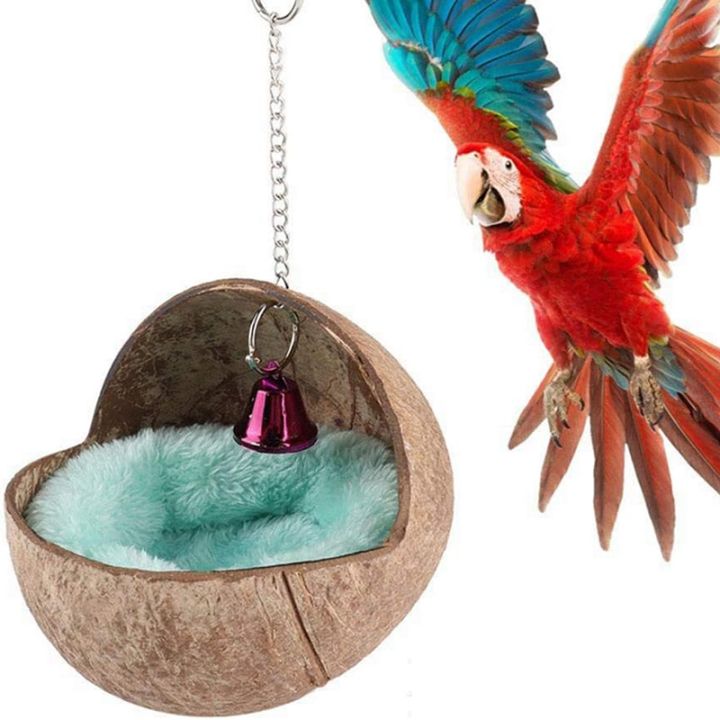 coconut-shell-bird-nest-house-bed-with-warm-pad-for-parrot-parakeet-rat-mice-cage-toy-nesting-box