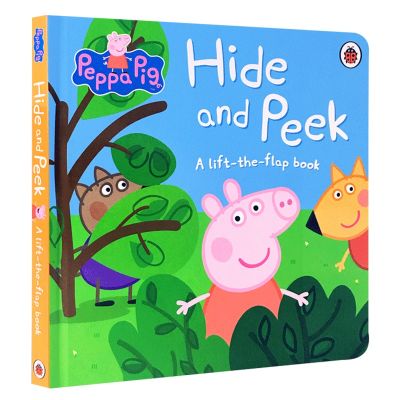 Piggy, Peppa, Pig, Hide and Peek, pink pig, little girl, paperboard, flip book, Pepe pig game interactive book, English version, enlightenment reading, English tutoring picture books.