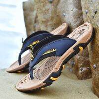 【CC】⊙  Jumpmore Beach Slippers Leather Flip Flops Shoes Men Size 38-45