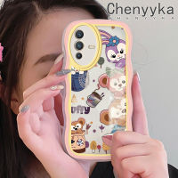 เคส Chenyyka สำหรับ VIVO V23 Pro 5G เคสลายการ์ตูนน่ารัก StellaLou กระต่ายสีสันสดใสขอบเคสโทรศัพท์แบบใสนิ่มป้องกันเลนส์กล้องเคสกันกระแทกเคสโปร่งใสง่าย