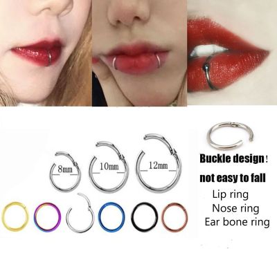 Stainless Steel Titanium Hinged Segment Lip Nose Ring Ear Cartilage Tragus Helix Lip Piercing for Men Women Punk Hiphop Jewelry