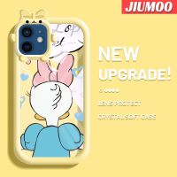 เคส JIUMOO สำหรับ iPhone 12 iPhone 12 Pro Max,เคสการ์ตูนเดซี่รูปโบว์รูปเป็ดน้อยมอนสเตอร์เคสนิ่มทนต่อการขีดข่วนเคสโทรศัพท์โปร่งใสฝาครอบป้องกันเลนส์กล้องถ่ายรูปซิลิโคน TPU