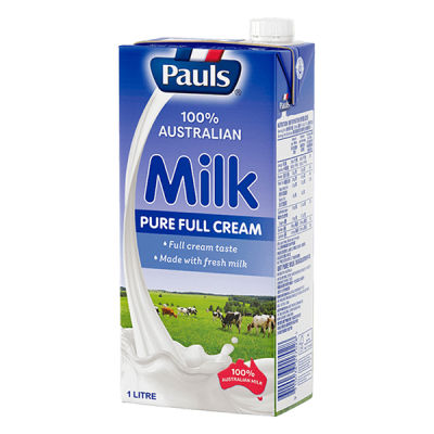 Pauls Pure Full Cream UHT Milk 1 Litre พอลล์ น้ำนมโคเต็มมันเนย ยูเอชที ขนาด 1 ลิตร (6878)