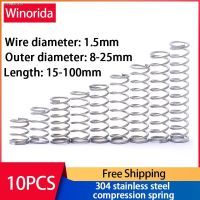 ¤ 304 Stainless Steel Compression Spring Return Spring Steel Wire Diameter 1.5mm Outside Diameter 8 25mm 10 Pcs