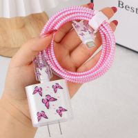 Cartoon Phone Charger Case for Apple Iphone 18/20W Data Cable Organizer Winder for Iphone Phone Power Adapter Protective Sleeve Adhesives Tape