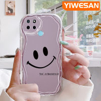 YIWESAN เคสสำหรับ Realme C21Y C25Y ลายการ์ตูนหน้ายิ้มเป็นลอนขอบเคสมือถือใสเนื้อครีมปลอกซิลิโคนป้องกันเลนส์กล้องเคสนิ่มกันกระแทกแบบใส