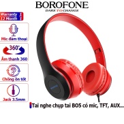 Tai nghe chụp tai BOROFONE BO5 headphone chống ồn nghe hay, dây dài 1.2m